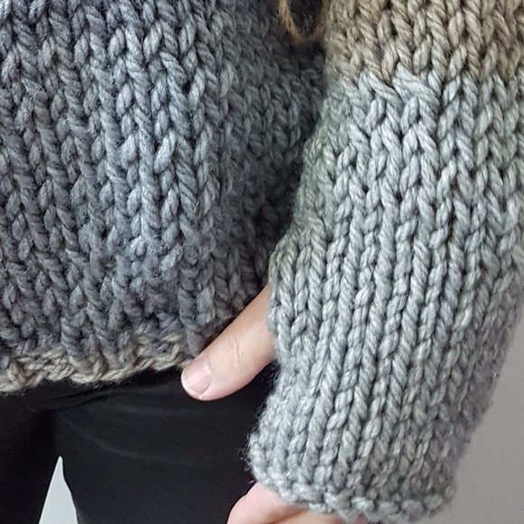 Wool winter set, hand knitted, gray/brown shades, sweater and matching hat - Picture 8 of 15